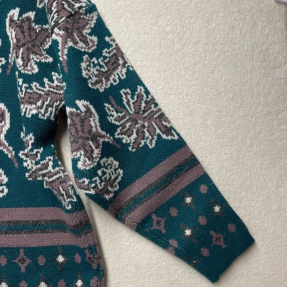 GINA PETERS Vintage Sweater Large Cozy Leaf Novelty Print Size Medium